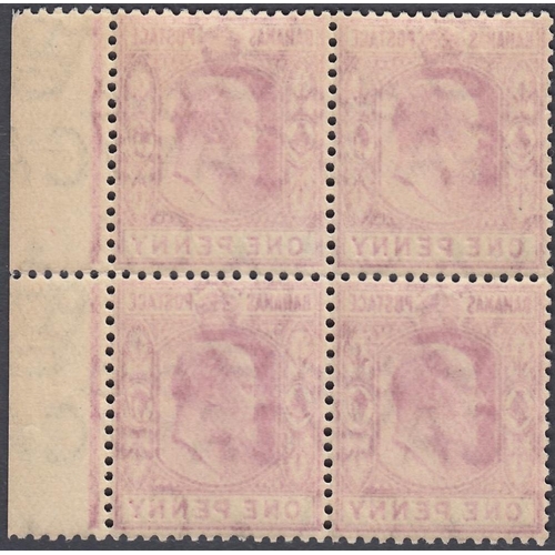 256 - STAMPS BAHAMAS 1906 1d Carmine Rose, unmounted mint block of four SG 72