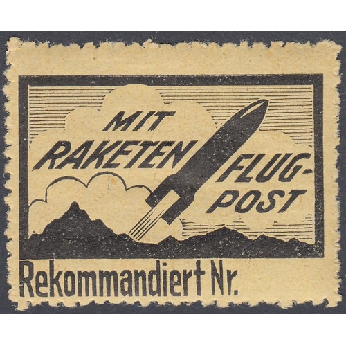 27 - STAMPS : 1935 Rocket Post stamps in green and black, mint '' Mit Raketeen Flugpost Rekommandier NR''... 