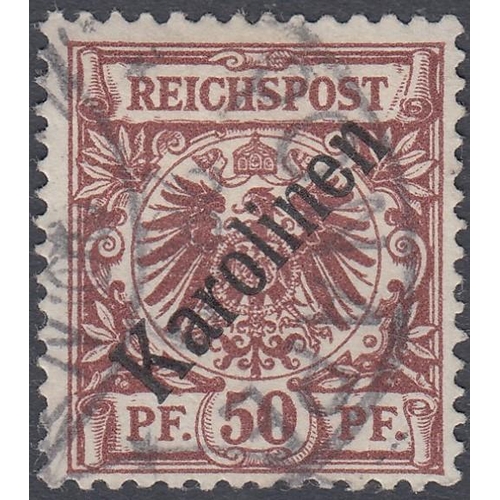 374 - STAMPS : CAROLINE ISLANDS, 50pf chocolate, overprint 48 degrees, SG 6, fine used with 'Ponape' postm... 