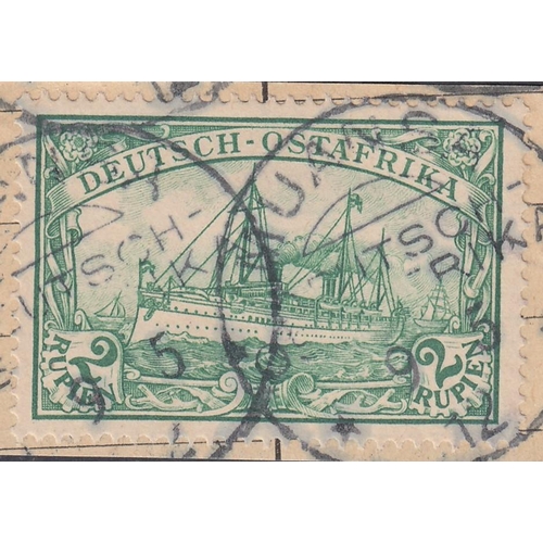 376 - STAMPS : GERMAN EAST AFRICA, 1901 2 Rupien green, fine used on piece with 'MUANSA' postmarks, SG 24.... 