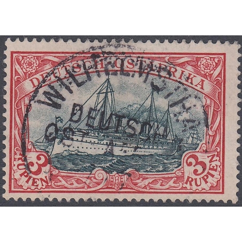 377 - STAMPS : GERMAN EAST AFRICA, 1901 3 Rupien blue-black & red, fine used with 'WILHELMSTHAL' postmark,... 