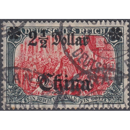 383 - STAMPS : GERMAN POST OFFICES IN CHINA, 1906 2 1/2 Dollar on 5 Mark used, wmk Lozenges, good used, SG... 