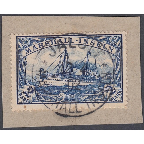 400 - STAMPS : MARSHALL ISLANDS, 1901 2 Mark blue, fine used on piece with 'JALUIT' datestamp, SG G21. Cat... 