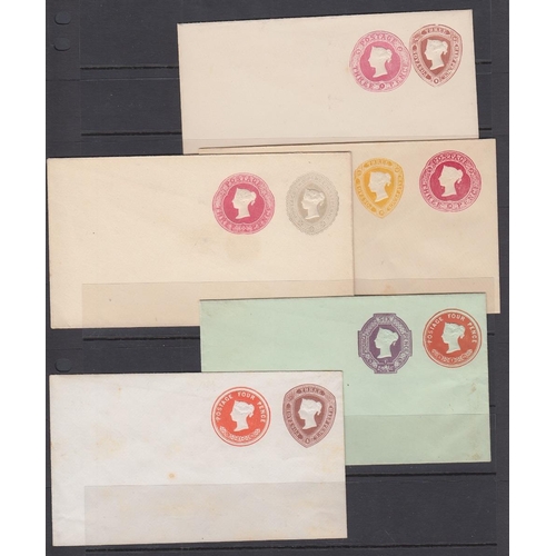 81 - POSTAL STATIONERY selection of 14 different QV unused double compound stationery dies, including sca... 