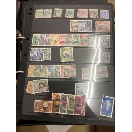 16 - STAMPS : Box of  6 albums and stockbooks noted to include Ireland, Cyprus, Zimbabwe, Botswana