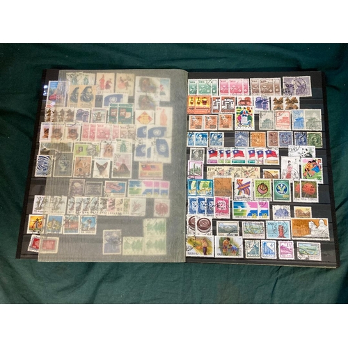 66 - CHARITY LOT : Red stock book of used Foreign and Commonwealth stamps , Indian States and China noted... 