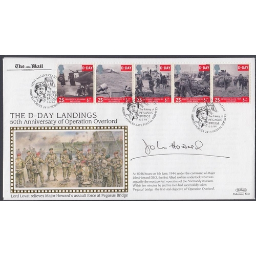 149 - AUTOGRAPH Major John Howard DSO signed Benham FDC for the anniversary of D Day