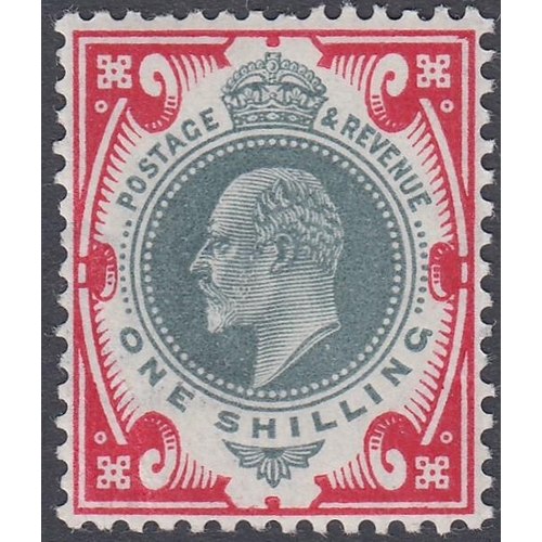 198 - GREAT BRITAIN STAMPS 1902 1/- Dull Green and Carmine, unmounted mint SG 257