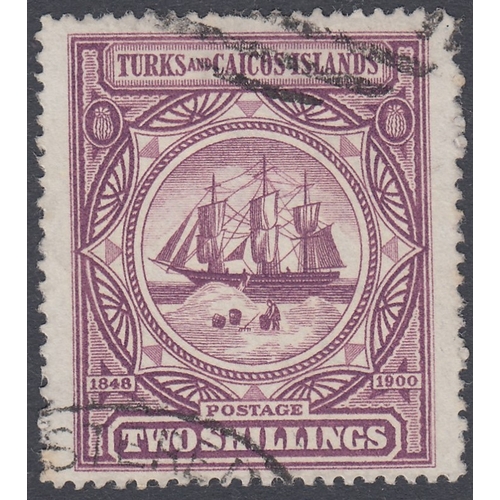 501 - STAMPS TURKS AND CAICOS 1900-04 2/- purple fine used, SG 108. Cat £80