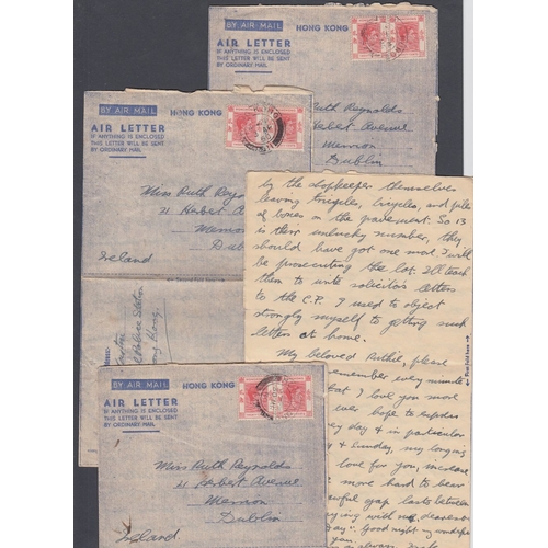 141 - STAMPS POSTAL HISTORY HONG KONG, four commercial Hong Kong Air Letters each with two 20c George VI s... 