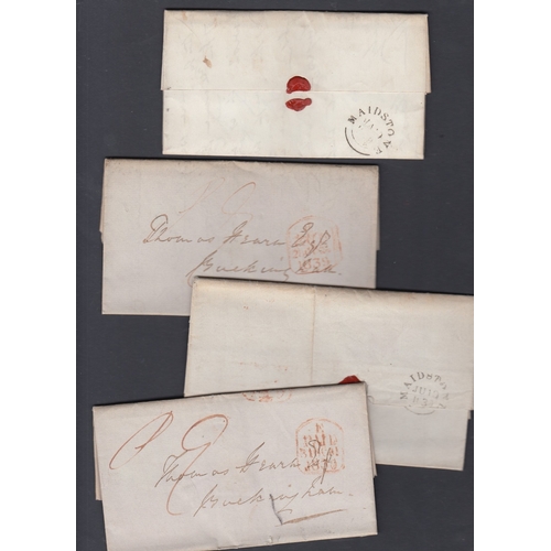 171 - POSTAL HISTORY MAIDSTONE, four pre-paid 1839 entire's all from Maidstone to Buckingham and with a to... 