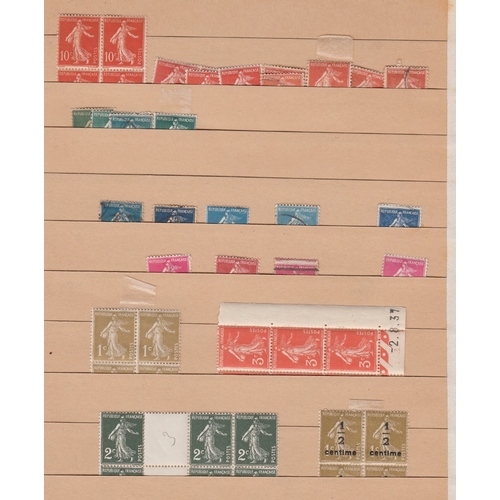 376 - STAMPS FRANCE Mint and used on old stock pages, reasonable stamps noted including block and over pri... 