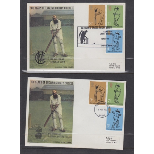 128 - STAMPS : English County Cricket 100 years anniversary covers with team pictures (18) Benham Retail £... 