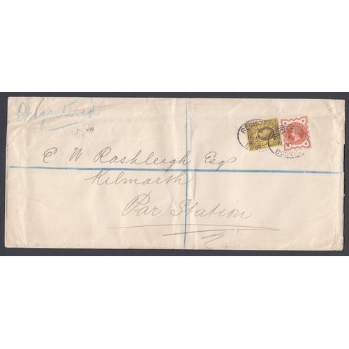 175 - POSTAL HISTORY : 1891 registered envelope franked with 1/2d & 3d QV Jubilee issues, sent from Bodmin... 