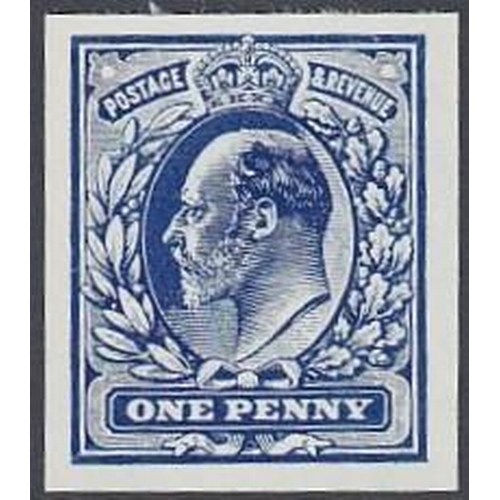 206 - GREAT BRITAIN STAMPS : 1913 1d Blue Imperf colour trial Edward VII design, in Westminster display fo... 