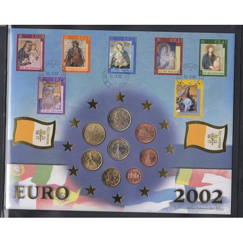 81 - COINS Album containing sixteen Euro Coin covers, unusual to see including Vatican City.