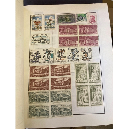 20 - STAMPS WORLD, box with seven albums and a folder. Mint and used with some useful items incl China 19... 