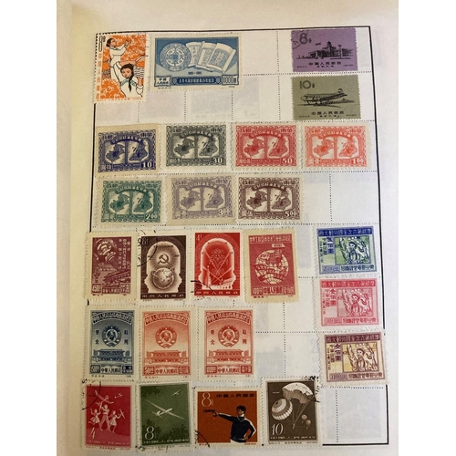 20 - STAMPS WORLD, box with seven albums and a folder. Mint and used with some useful items incl China 19... 