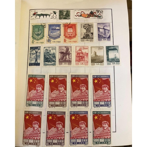 20 - STAMPS WORLD, box with seven albums and a folder. Mint and used with some useful items incl China 19... 