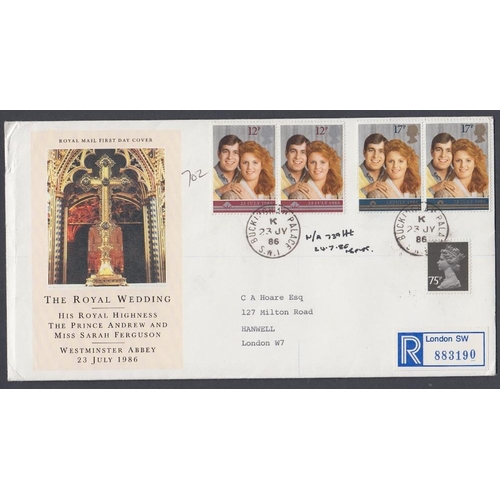 245 - STAMPS FIRST DAY COVERS 1986 Royal Wedding typed addressed cover cancelled by Buckingham Palace CDS ... 