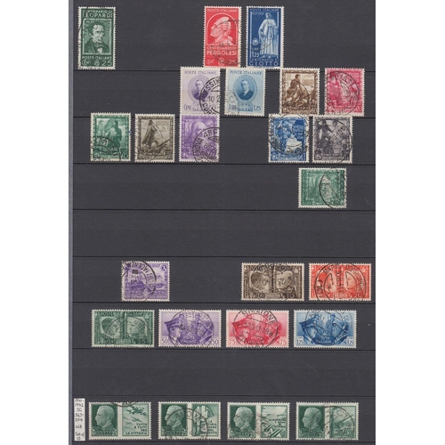 430 - STAMPS ITALY Red Stock book with many 100's used and fine used issues, including early states to mod... 