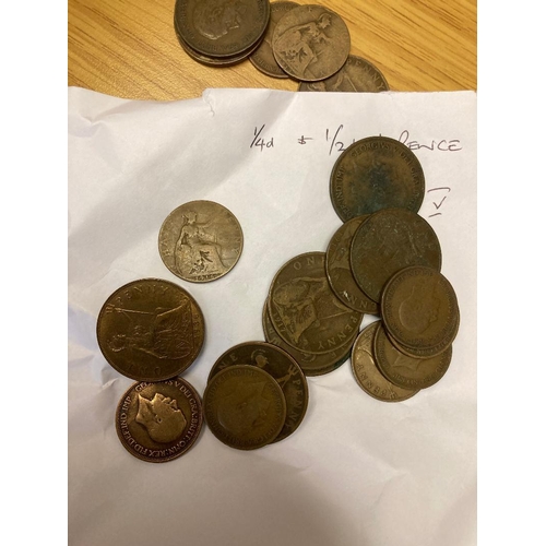 84 - COINS Biscuit tin of mixed coins plus some envelopes with early GB coins, mainly copper and bronze p... 