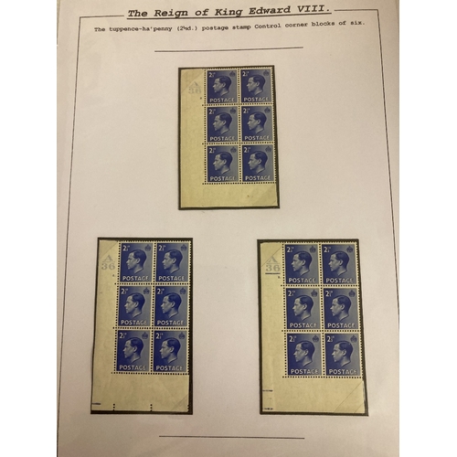 154 - GREAT BRITAIN STAMPS : Collection of GV - GVI control strips, cylinder blocks, booklet panes etc mai... 