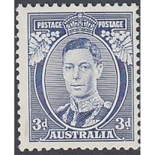 300 - STAMPS AUSTRALIA 1937-48 3d blue, die I, variety ''White Wattles'', U/M, SG 168a. Cat £170