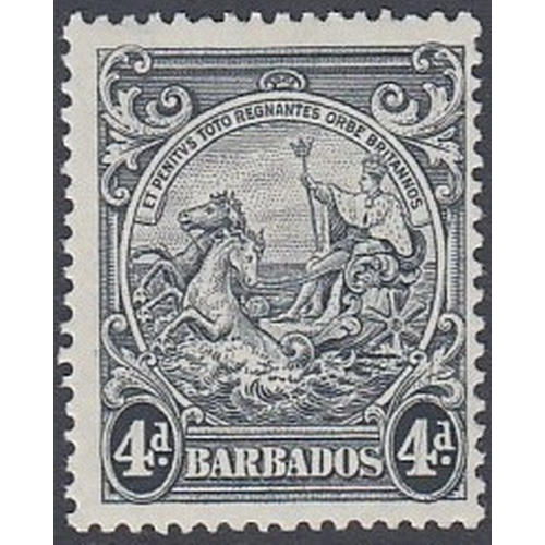 322 - STAMPS BARBADOS 1938-47 4d black U/M, ''scratched plate'' variety, SG 253c. Cat £160