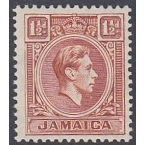 435 - STAMPS JAMAICA 1938-52 1 1/2d red-brown scarce shade, lightly M/M, CW 5b. Cat £250