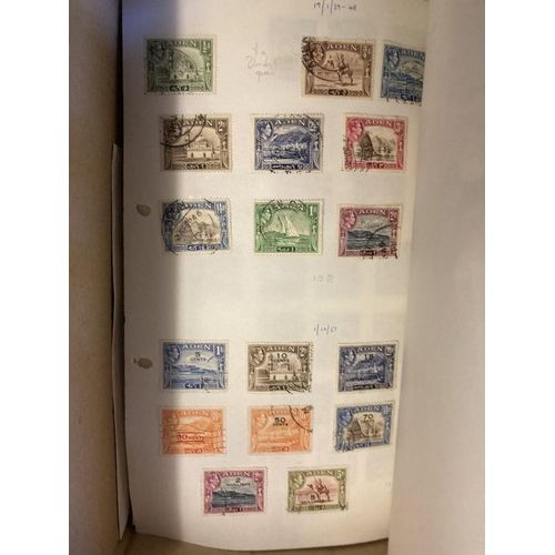 49 - STAMPS Small Glory Box of stamps on pages, old approval books, stock book etc mainly British Commonw... 