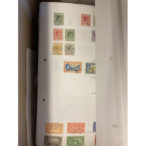 49 - STAMPS Small Glory Box of stamps on pages, old approval books, stock book etc mainly British Commonw... 