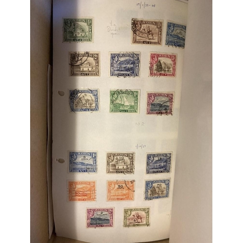 49 - STAMPS Small Glory Box of stamps on pages, old approval books, stock book etc mainly British Commonw... 