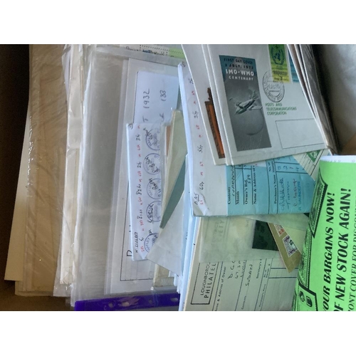 7 - STAMPS All World box of album pages and old auction lots plus some old club books, massive potential... 