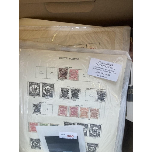 7 - STAMPS All World box of album pages and old auction lots plus some old club books, massive potential... 