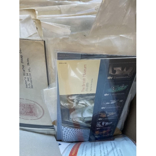 7 - STAMPS All World box of album pages and old auction lots plus some old club books, massive potential... 