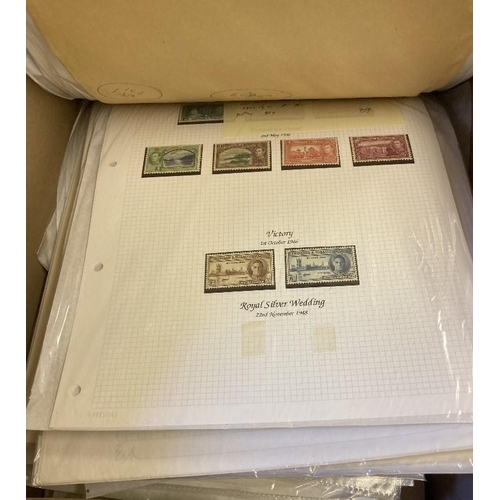 8 - STAMPS Mixed box of album pages and old auction lots, plus some GB Presentation Packs, China on page... 