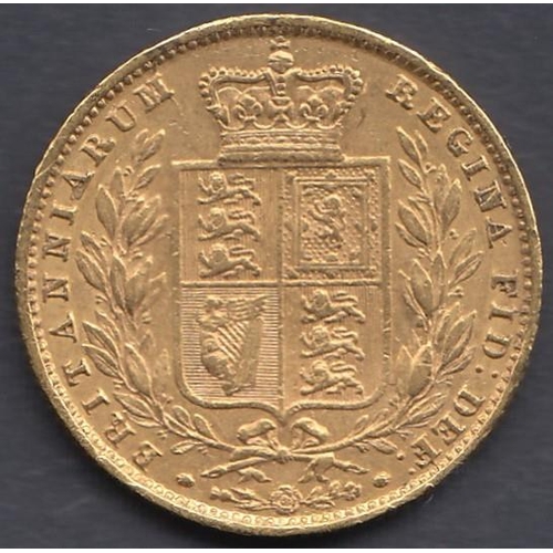 148 - COINS : 1858 Gold Sovereign in fine condition