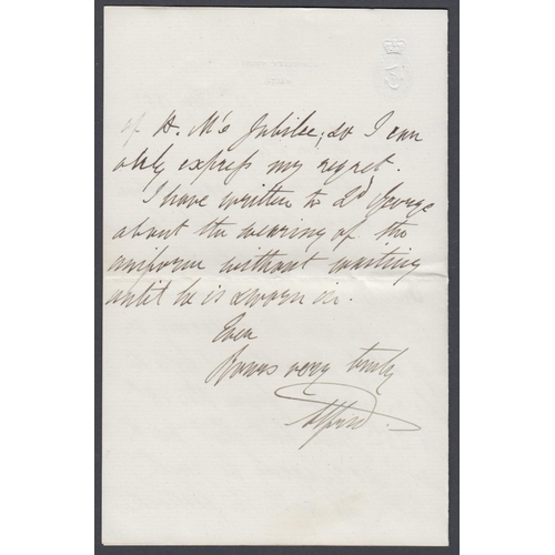 231 - 1887 letter signed by Prince Alfred (son of Queen Victoria), on admiralty House headed paper MALTA, ... 