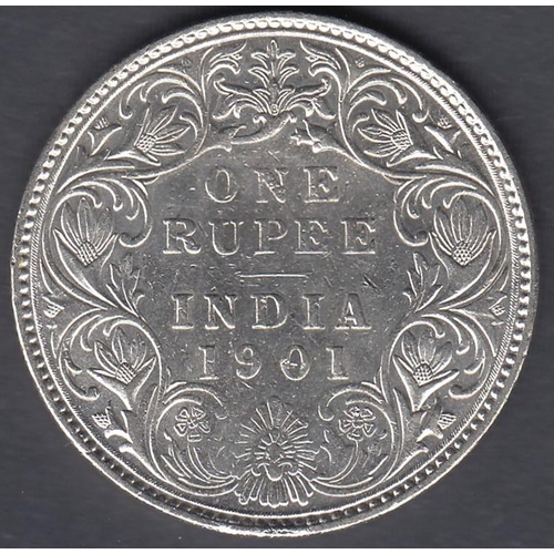 97 - COINS : 1901 Silver India Rupee, Victoria Empress, appears fine, some surface scratching