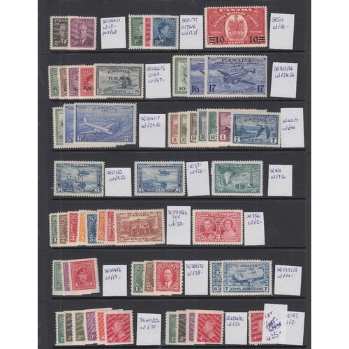 372 - STAMPS CANADA Accumulation of better sets and singles mint and used on stock pages, including Air st... 