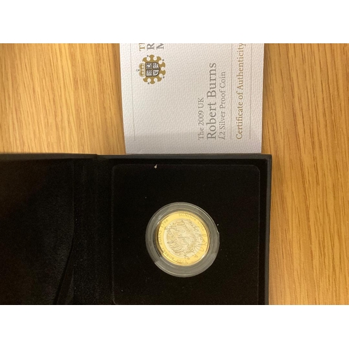 122 - COINS : 2009 Robert Burns £2 Silver Proof coin in Royal Mint display box