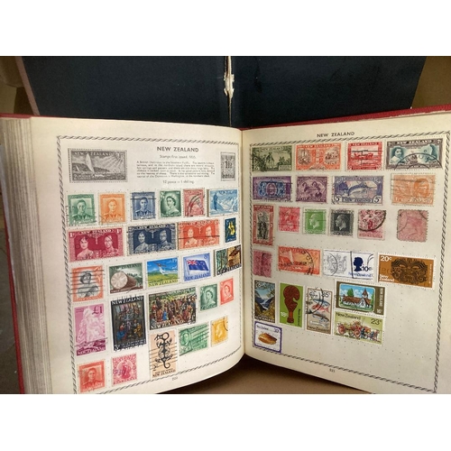 38 - WORLD, old-time Lincoln & Triumph stamp albums with many 100s of mostly used stamps. Some useful cla... 