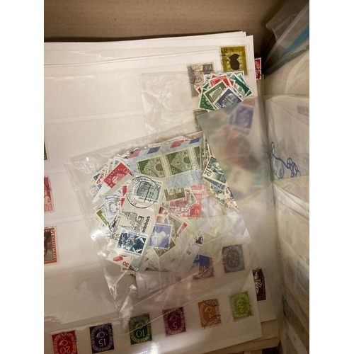 57 - STAMPS : Mixed box of World accumulations, Germany Denmark, Sweden etc mainly on stock pages and alb... 