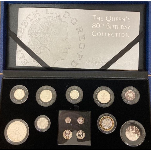 117 - COINS : 2006 Silver Proof set and Maundy Coins Queens 80th Birthday, in special display case