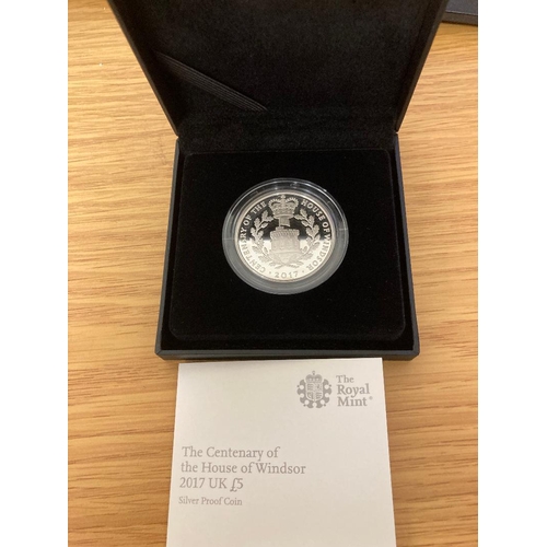 143 - COINS : 2017 £5 Proof Silver coin for Century of the House of Windsor, in Royal Mint box with cert 0... 