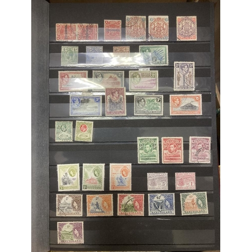 18 - STAMPS : Mixed box of World stock book accumulations, better stamps spotted including a reasonable C... 