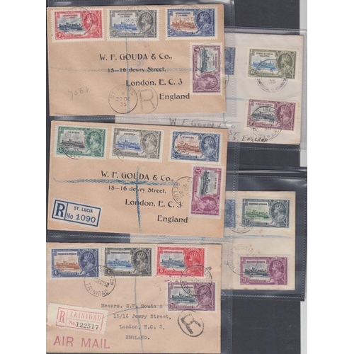 217 - STAMPS POSTAL HISTORY 1935 Jubilee covers all with full sets , St Kitts, St Lucia, Trinidad, British... 