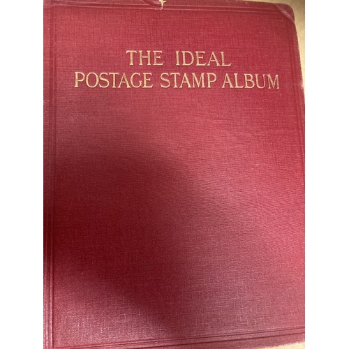 22 - Stamps : Three old Ideal Albums, basically empty but a few stamps spotted !