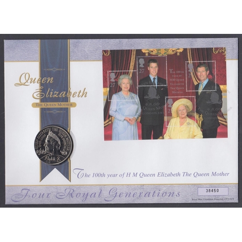 60 - 2000 Queen Mother 100th Birthday £5 Coin cover in excellent condition